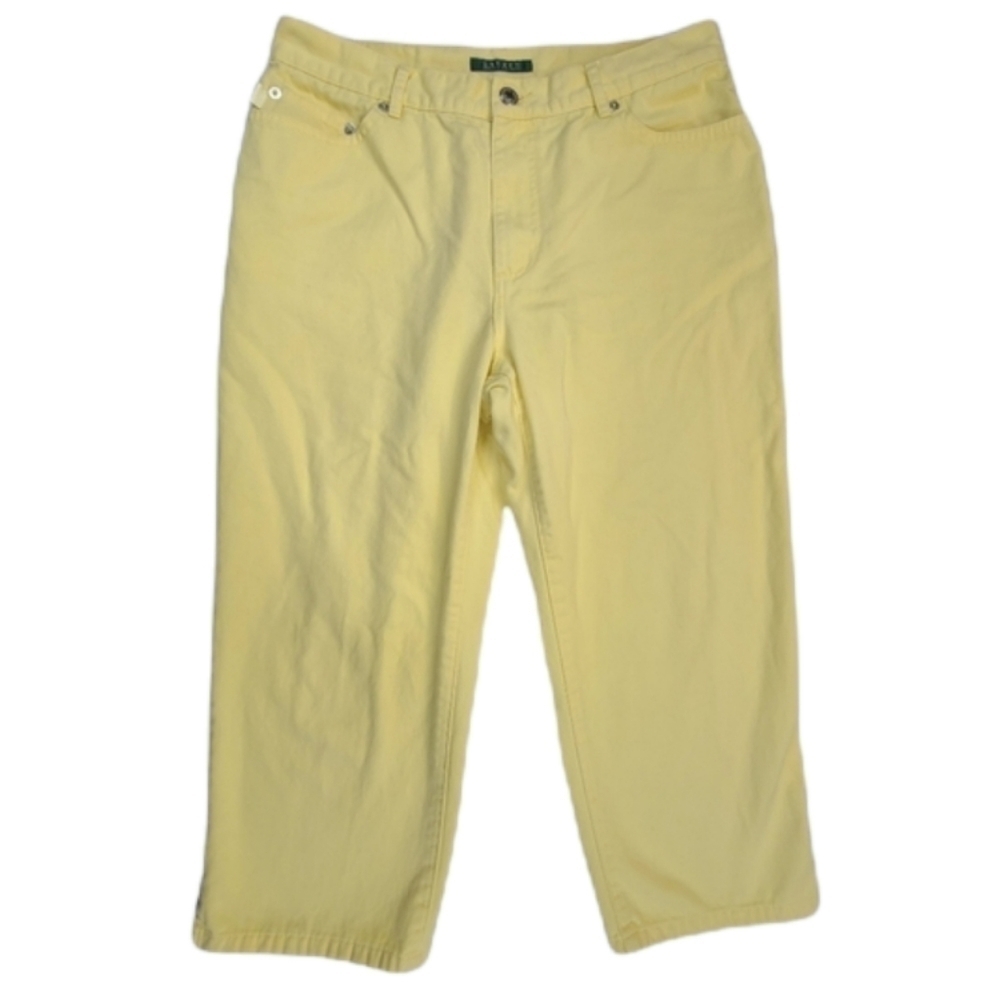 Lauren Ralph Lauren Cropped Straight Leg Jeans 100% Cotton Yellow, Size 8